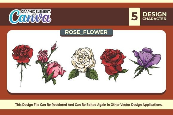 Download Rose Flowers Graphic Element Vector Set - Flower Collection