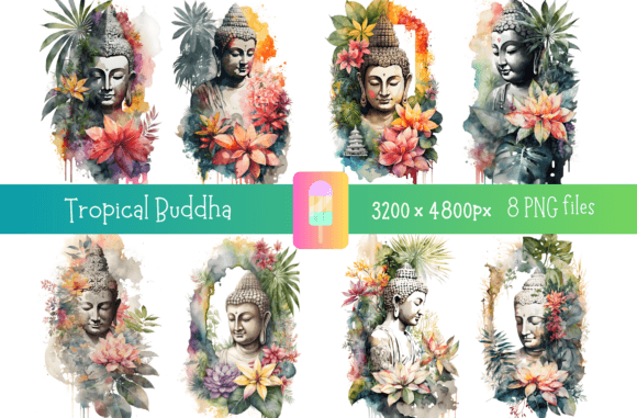 Download Tropical Flowers Buddha Wall Art Bundle - Flower Collection