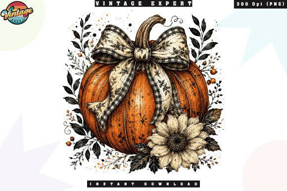 Download Vintage Pumpkin Sunflower Autumn PNG - Flower Collection