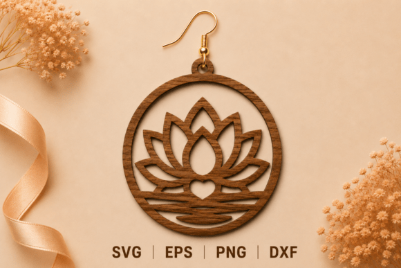 Download Lotus Flower Earrings Laser Cut SVG File - Flower Collection