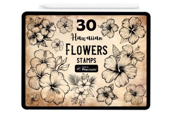 Download 30 Hawaiian Flowers Procreate Brushes - Flower Collection