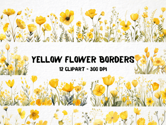 Download Watercolor Yellow Flower Borders - Premium Resources